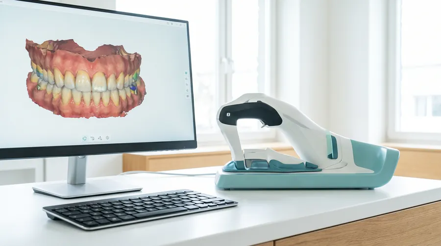 3D intraoralni skener i digitalni snimak zuba na monitoru